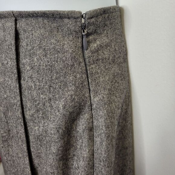 VINTAGE 90s Calvin Klein Collection gray front slit cashmere blend midi skirt M - Picture 5 of 11